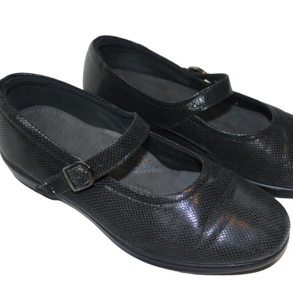 SAS Shoes - SAS Maria Black Snake Print Leather Mary Jane Comfort Womens Shoes Size 8.5 WW